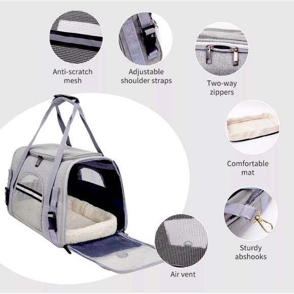 Pet Dog/Cat Carrier Bag Soft Sided Comfort Travel Tote Case Airline Approved US - Picture 3 of 9